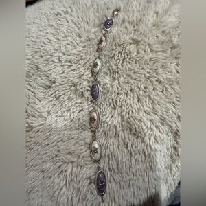 CCO Coleman Company Bracelet Sterling Silver‎ Pink Purple Gemstone 7.5" Boho 925